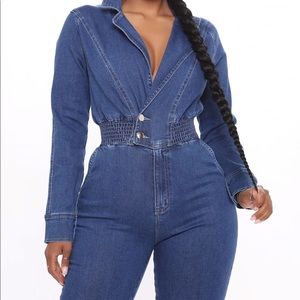 Dark Wash Denim Jumpsuit Fashion Nova
